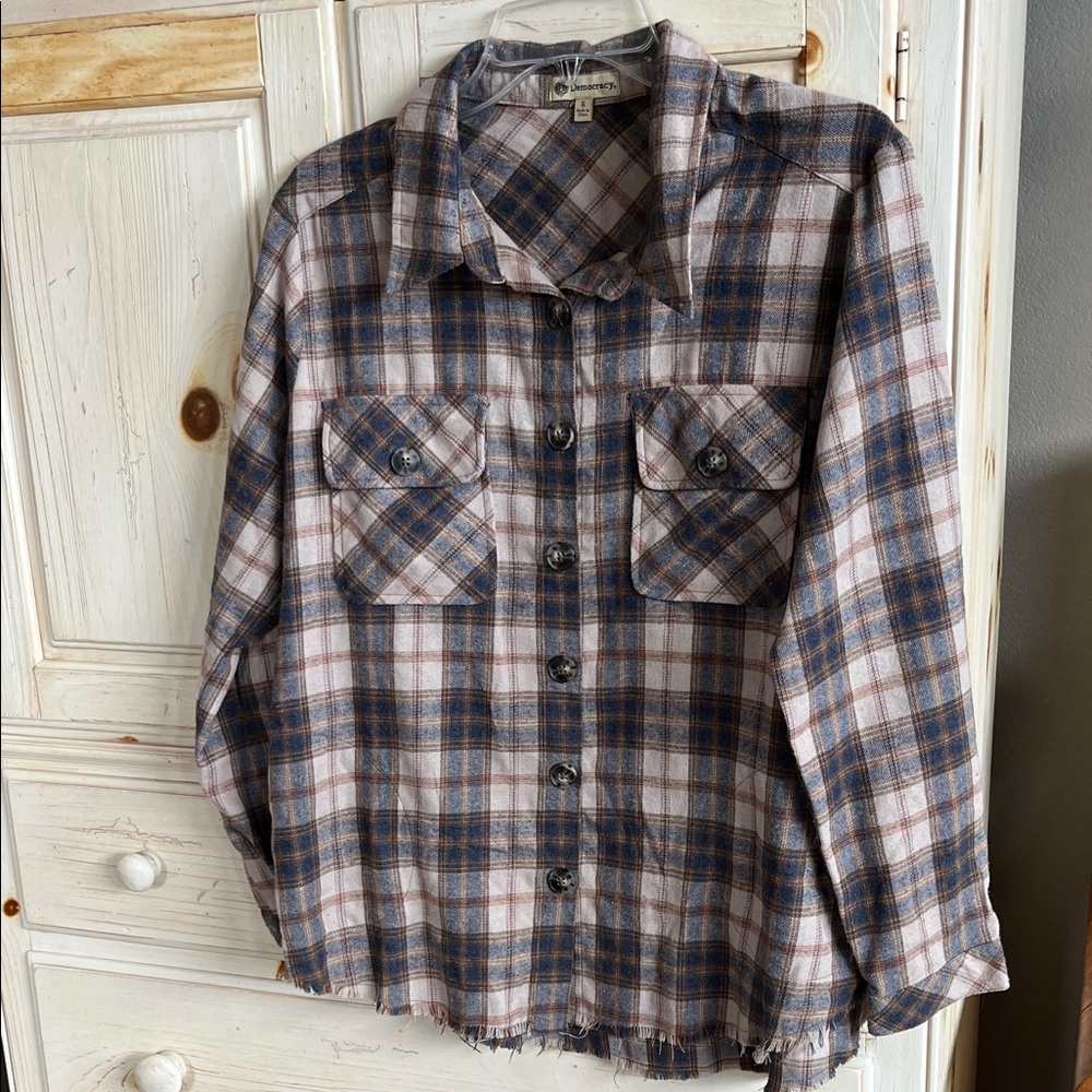 Democracy Blue and Brown Plaid Shirt
